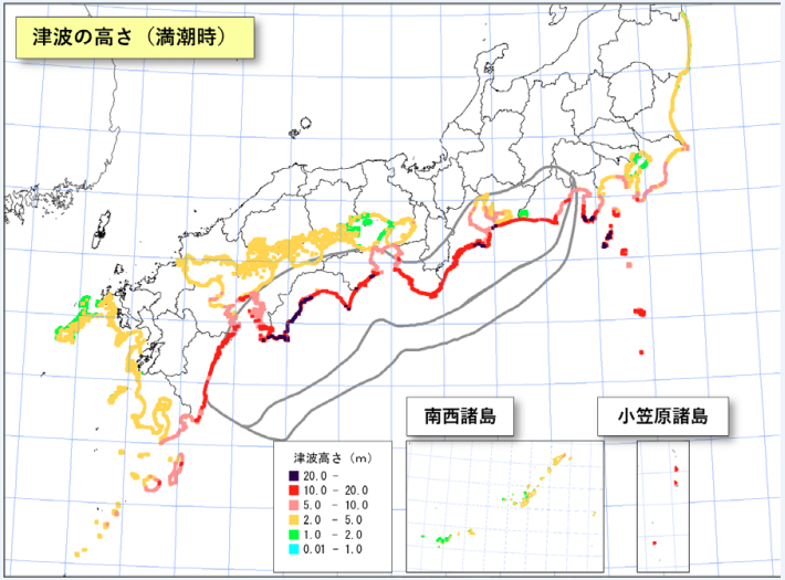 南海トラフ巨大地震の津波高