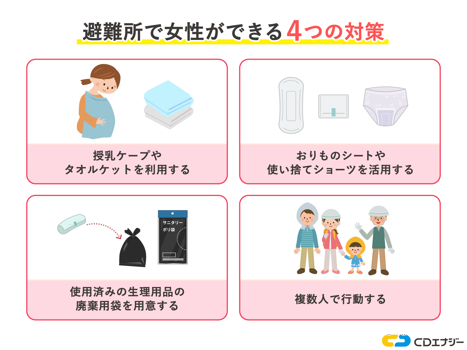 避難所で女性ができる4つの対策